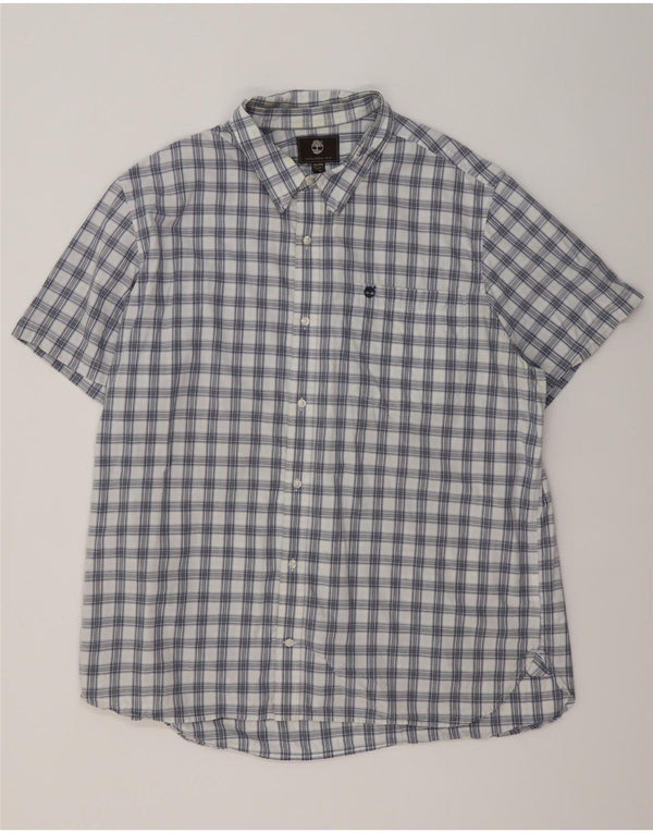 Timberland Herren Kurzarm-Hemd mit normaler Passform, 3XL, blau kariert