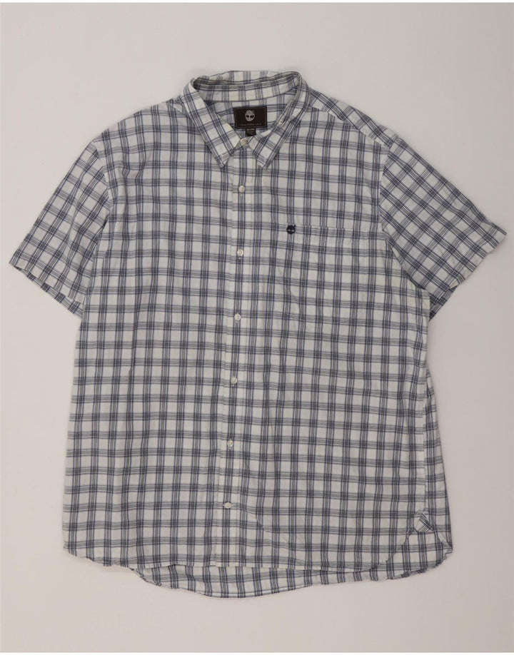 Timberland Herren Kurzarm-Hemd mit normaler Passform, 3XL, blau kariert