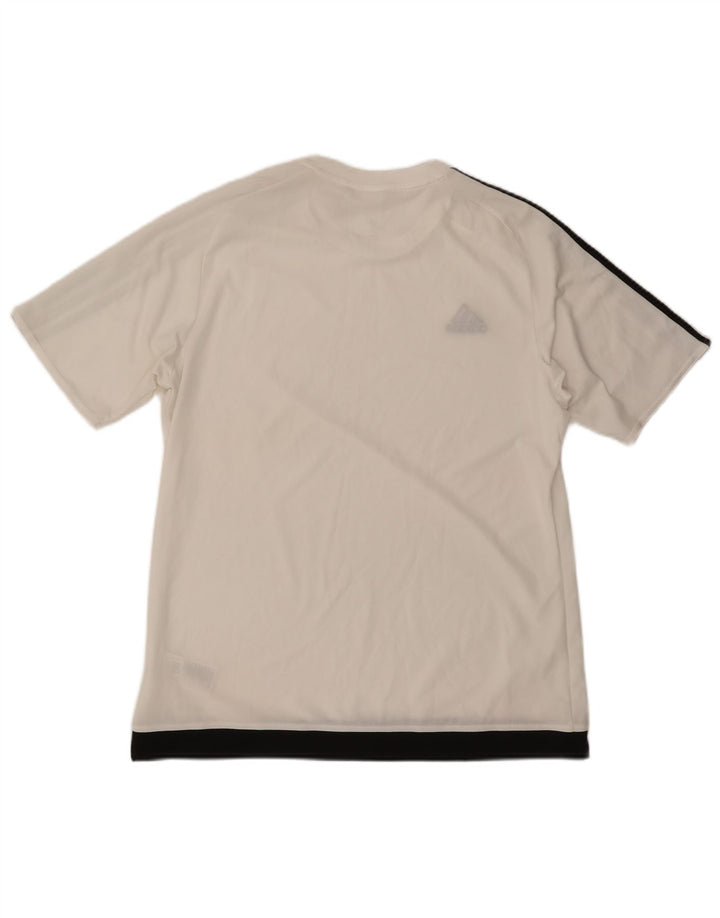 Adidas Herren Climalite T-Shirt Top Large Weiß Colourblock Polyester