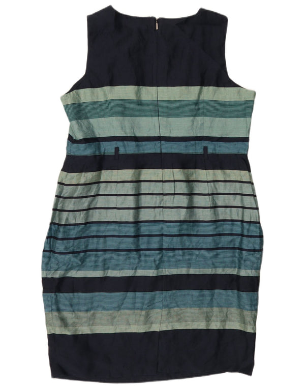 Marks & Spencer Damen Ärmelloses Etuikleid UK 18 XL Blau gestreiftes Leinen