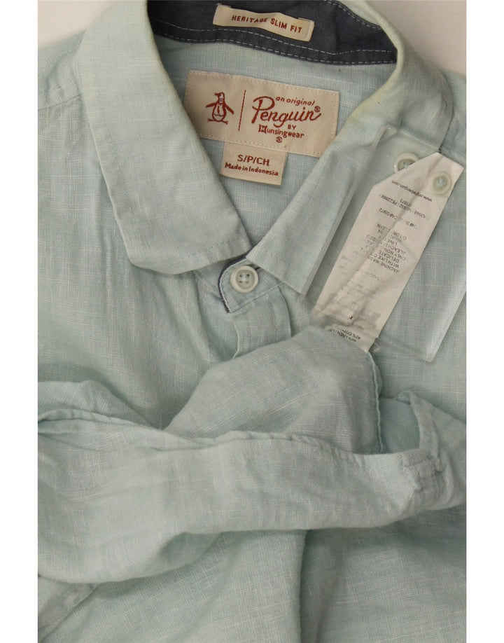 Penguin Herren Heritage Slim Fit Hemd, Größe S, Blau
