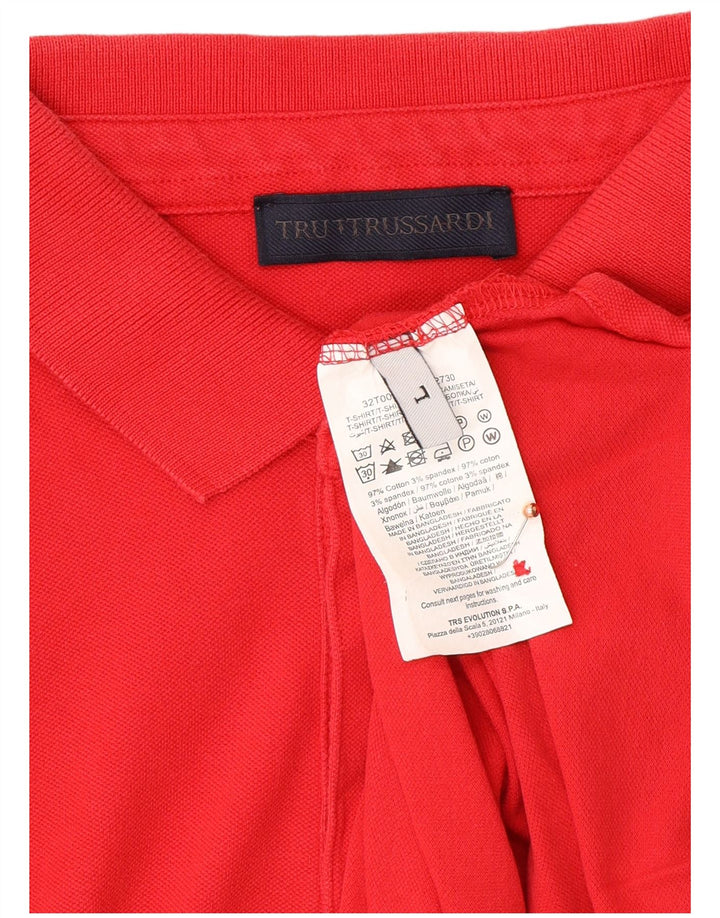 TRUSSARDI Herren-Poloshirt, groß, rote Baumwolle