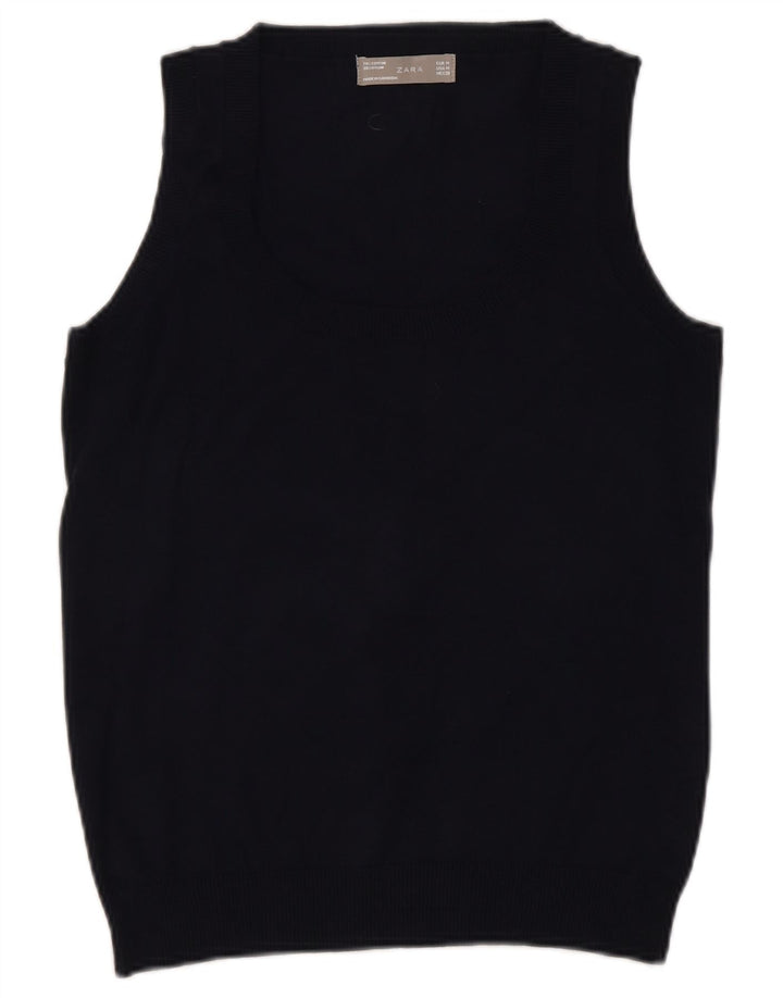 Zara Damen Weste Tank Top UK 12 Medium Schwarz