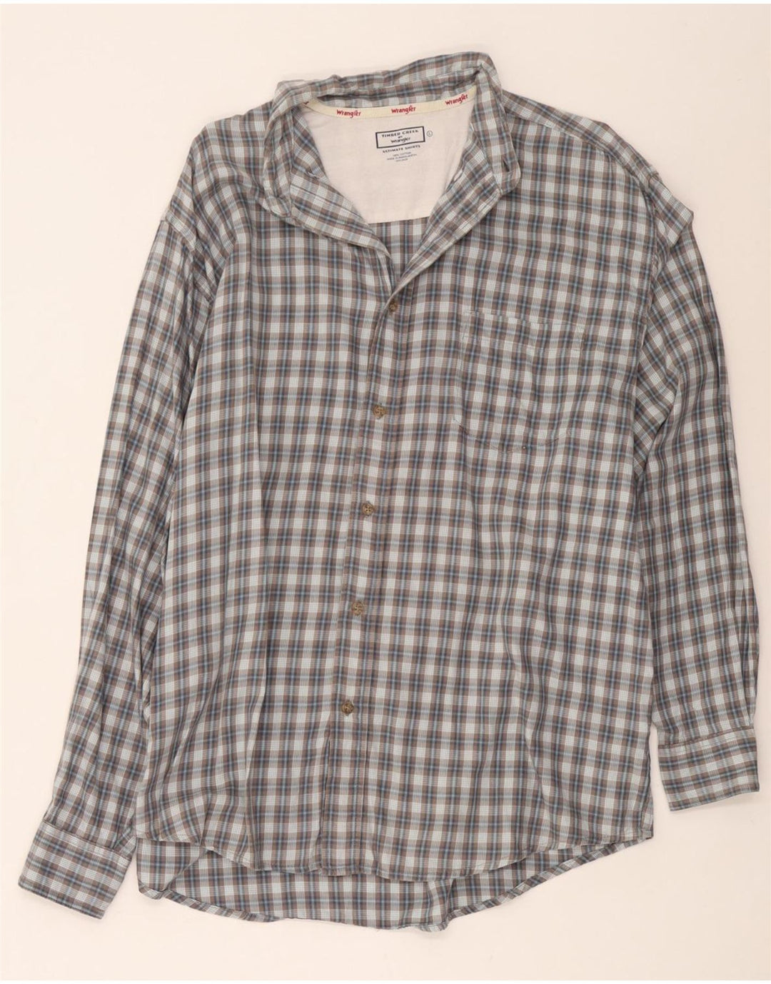 Wrangler Herrenhemd, groß, grau kariert, Baumwolle