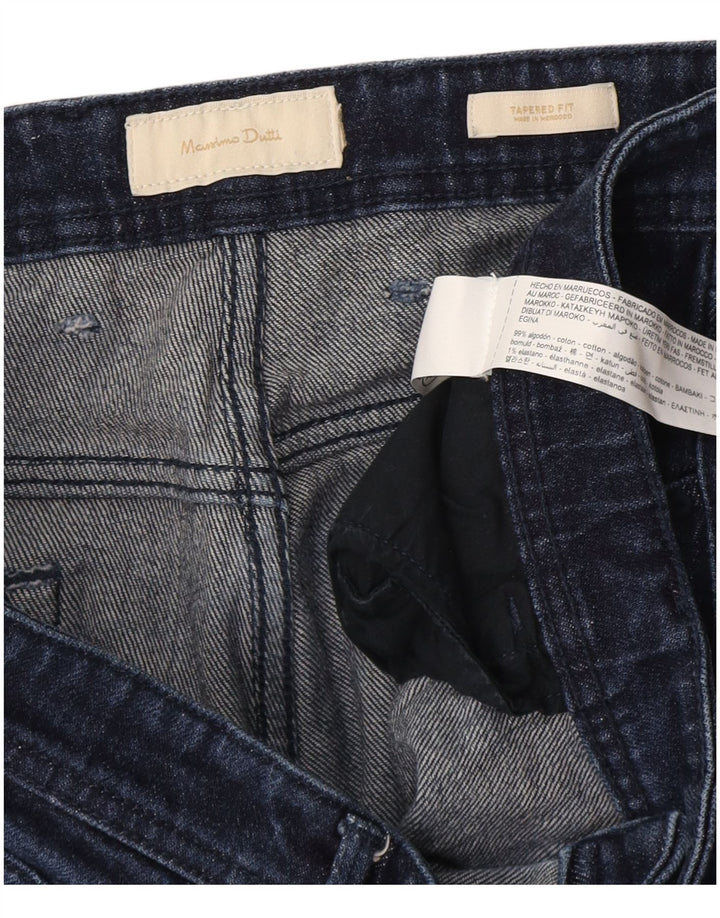 Massimo Dutti Herren Tapered Jeans W38 L28 Marineblaue Baumwolle