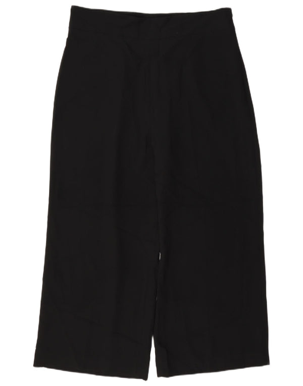 Zara Damen-Hose mit hoher Taille und weitem Bein, kurze Hose, XL, W32, L25, Schwarz, Polyester