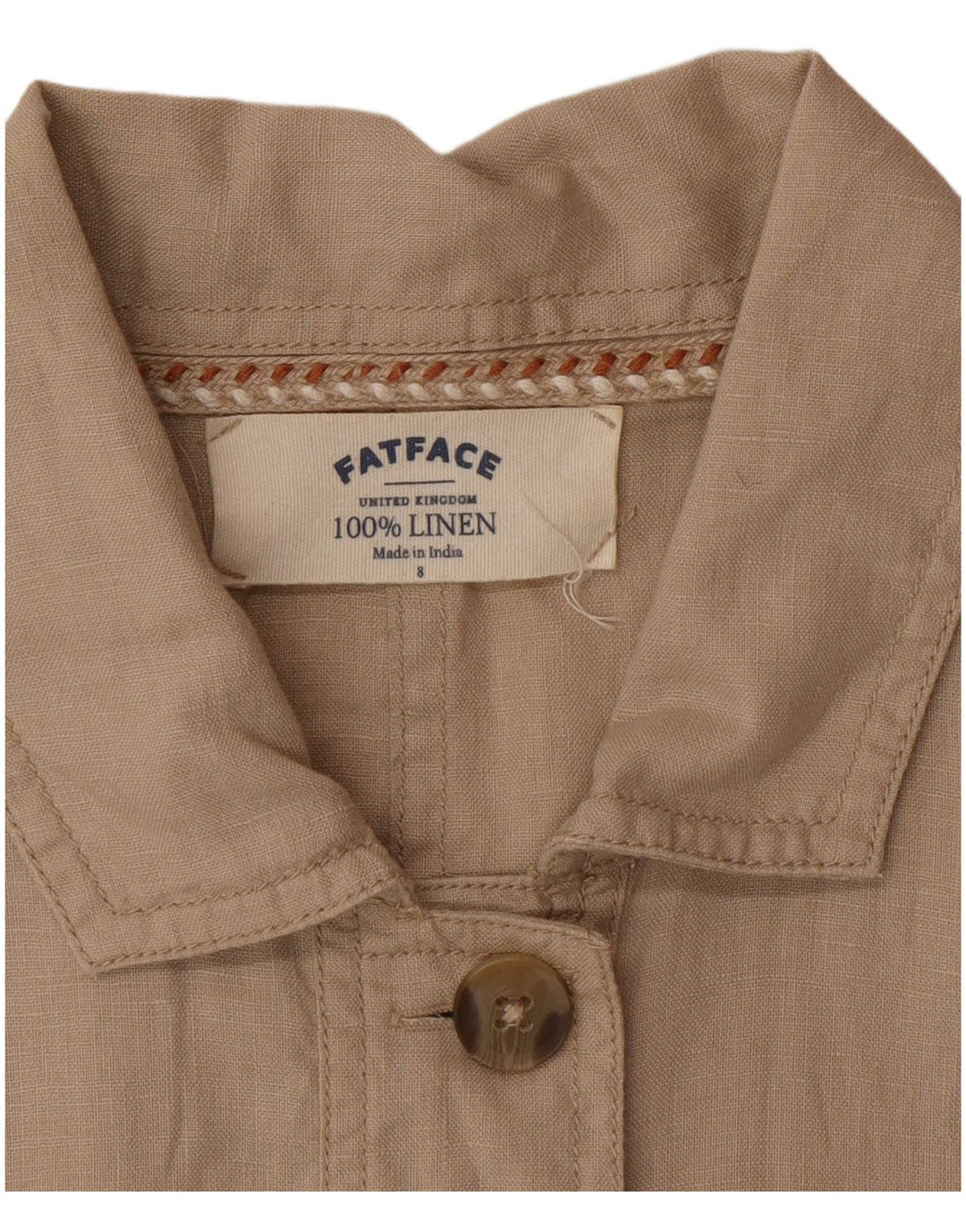 Fat Face Damen-Utility-Jacke UK 8 Small Beige Leinen