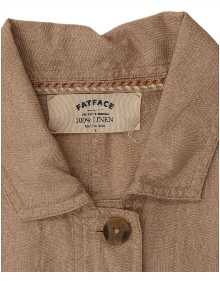 Fat Face Damen-Utility-Jacke UK 8 Small Beige Leinen