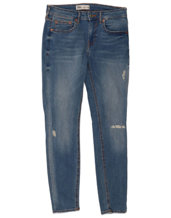 Zara Damen Distressed Skinny Jeans EU 38 Small W28 L27 Blaue Baumwolle