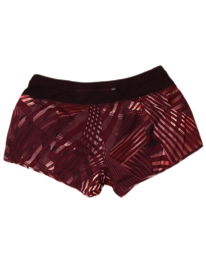 Nike Damen Dri Fit Sport Shorts UK 14 Medium Burgundy Check Polyester