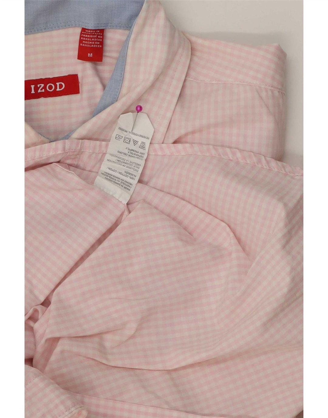 Izod Herrenhemd aus mittelrosa Gingham-Baumwolle