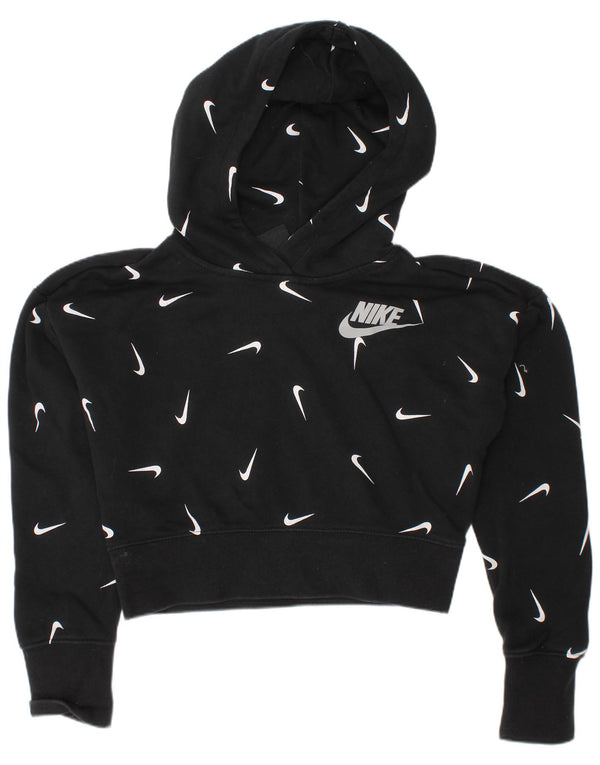 NIKE Mädchen-Kapuzenpullover mit Grafik, Standard-Passform, 8–9 Jahre, Größe S, Schwarz, Baumwolle