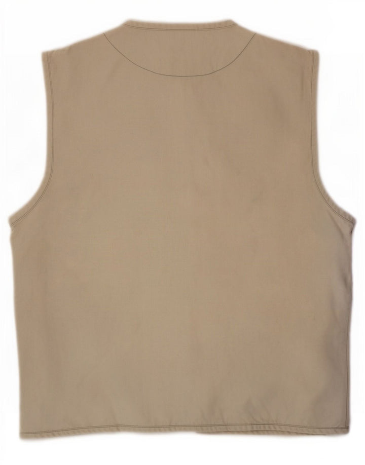 Vintage Damen Utility Gilet UK 14 Mittelbeige Baumwolle