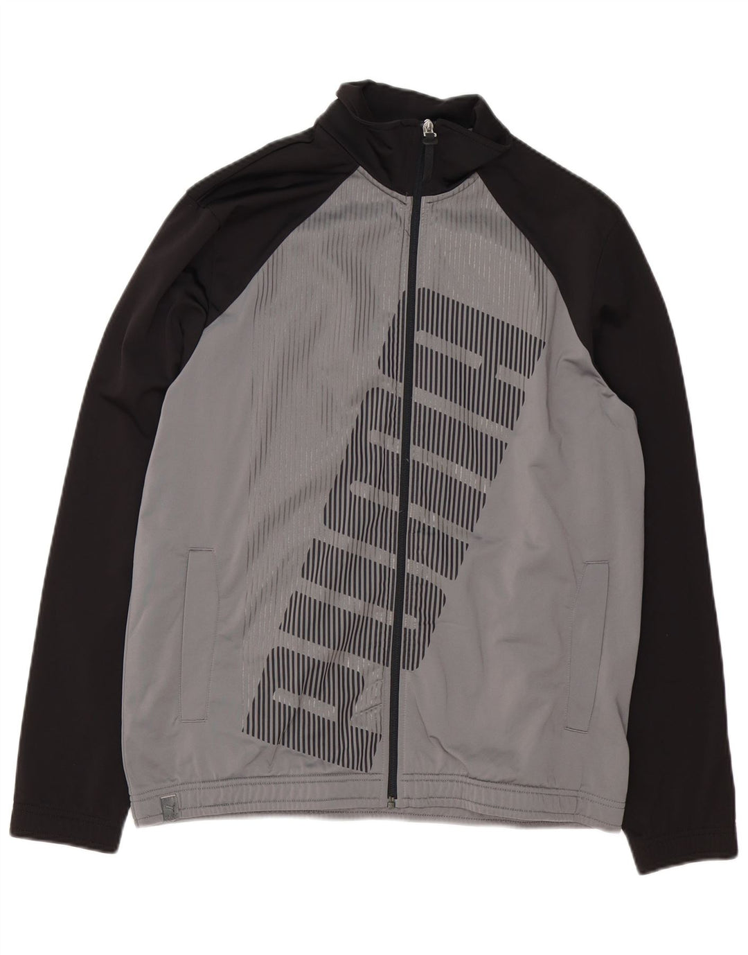 Puma Herren-Trainingsanzug mit grafischer lockerer Passform, Oberteil, Größe S, Grau, Farbblock