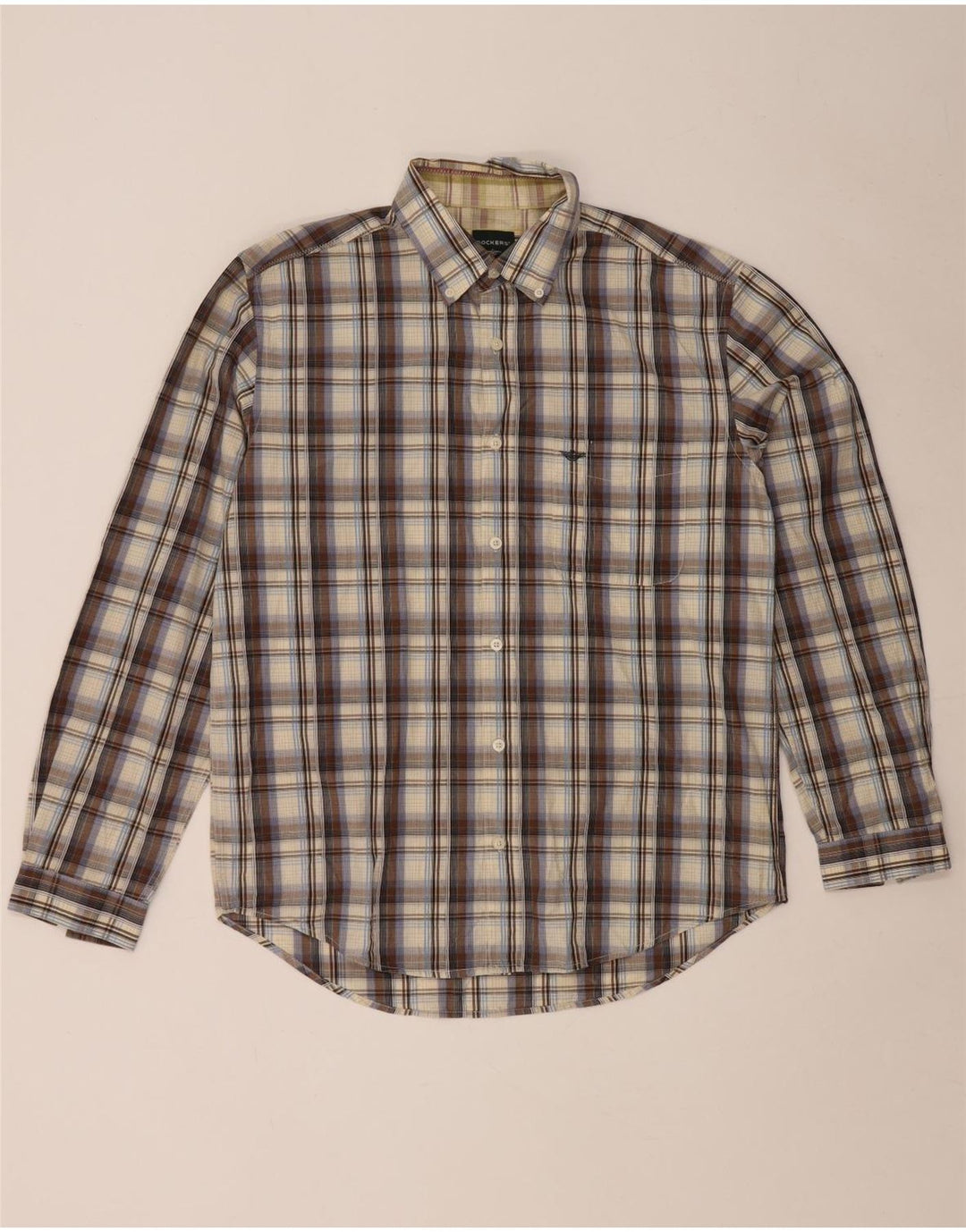 Dockers Herrenhemd, Größe 42/44, groß, braun kariert, Baumwolle