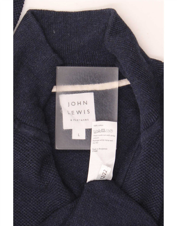 John Lewis Herren-Pullover mit Reißverschluss am Hals, große marineblaue Baumwolle