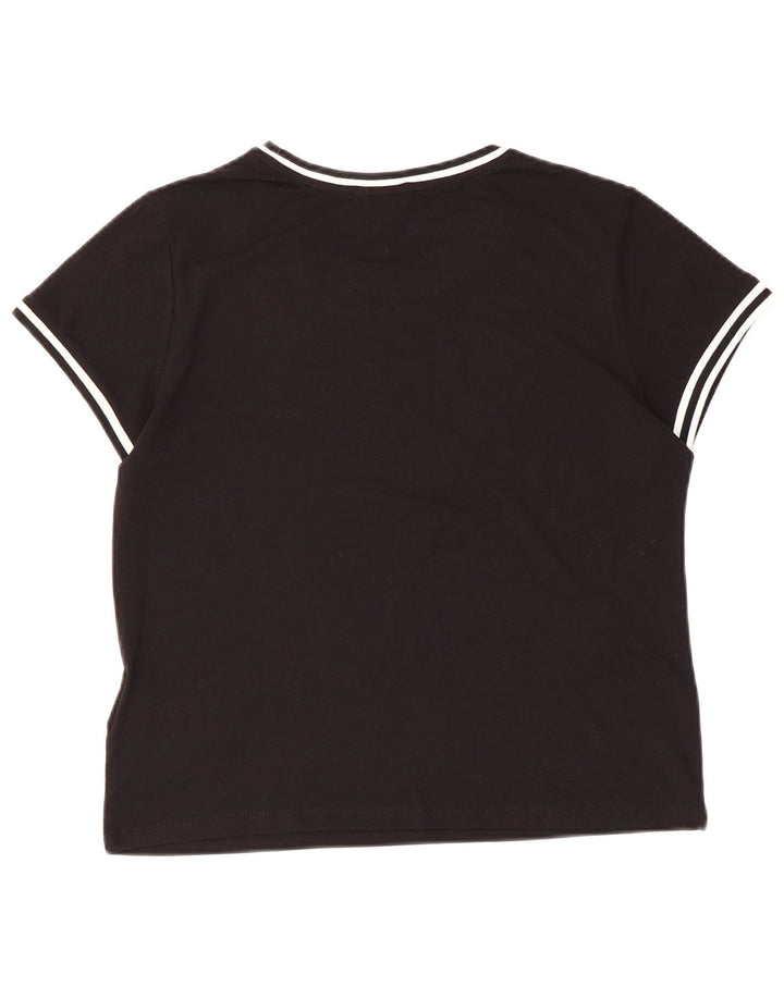 Guess Damen T-Shirt Top UK 14 Large Schwarz Polyester