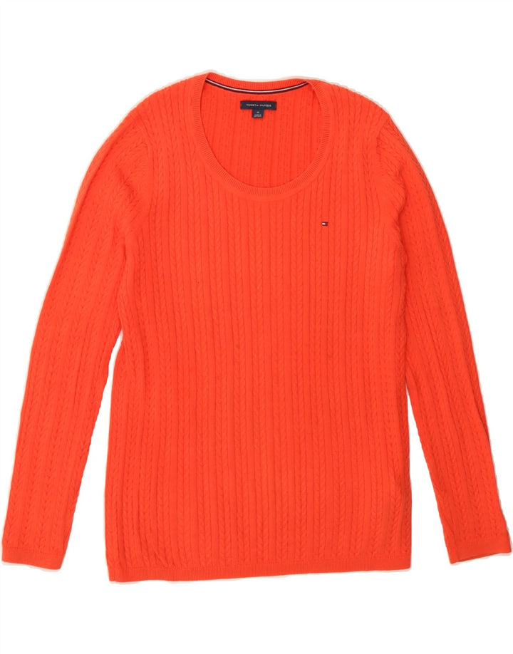 TOMMY HILFIGER Womens Crew Neck Jumper Sweater UK 14 Medium Orange Vintage Tommy Hilfiger and Second-Hand Tommy Hilfiger from Messina Hembry 