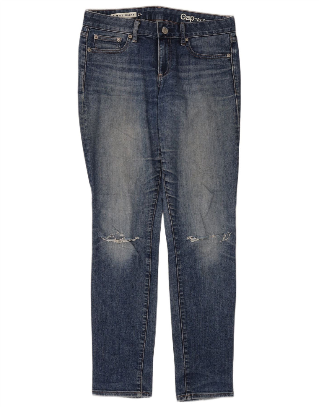 Gap Damen Distressed Regular Skinny Jeans W27 L32 Blaue Baumwolle