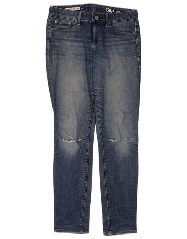 Gap Damen Distressed Regular Skinny Jeans W27 L32 Blaue Baumwolle
