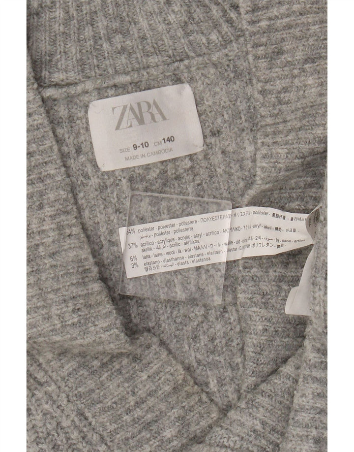 Zara Mädchen-Cardigan-Pullover, 9–10 Jahre, graues Polyester