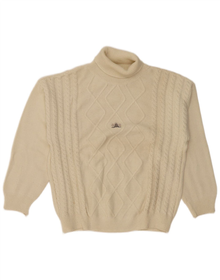 Vintage Herren Rollkragenpullover Pullover Groß Off White