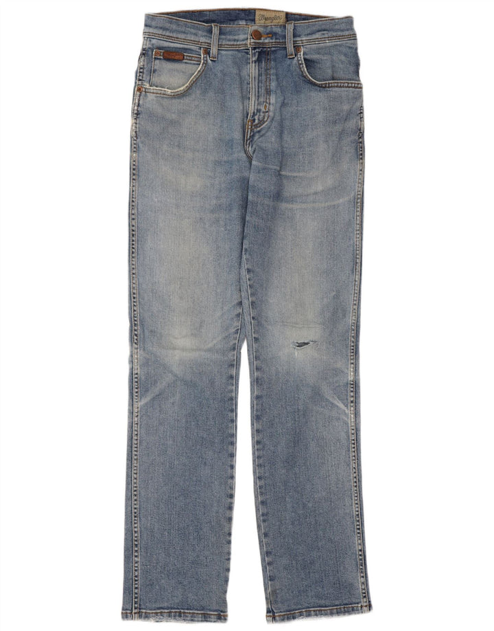 WRANGLER Herren Texas Stretch Distressed Straight Jeans W30 L32 Blaue Baumwolle