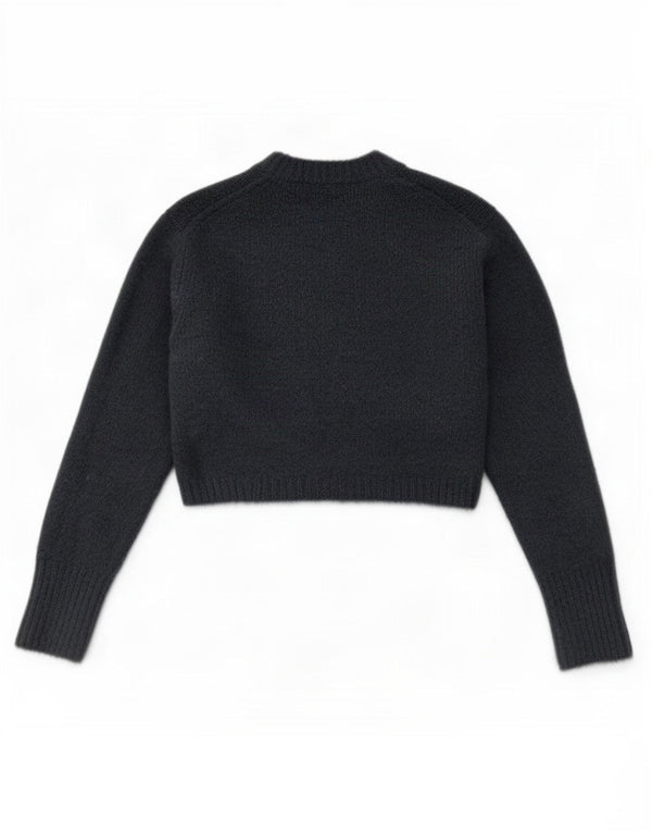 Zara Damen Crop Crew Neck Pullover Pullover UK 12 Mittel Marineblau Acryl