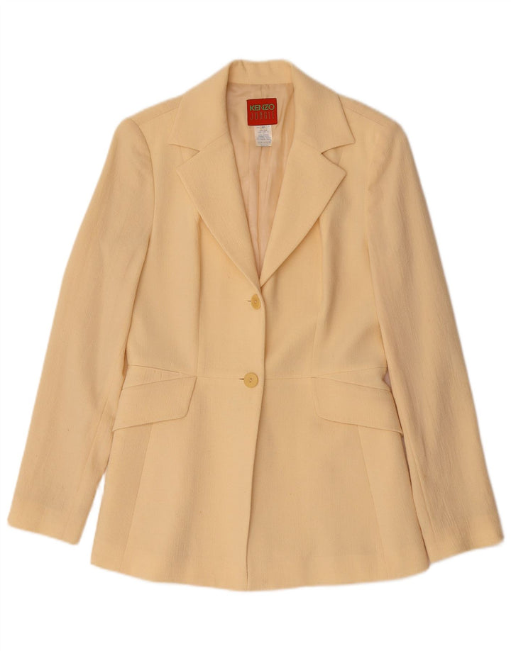 Kenzo Damen 2-Knopf-Blazerjacke EU 40 Mittelbeige Wolle