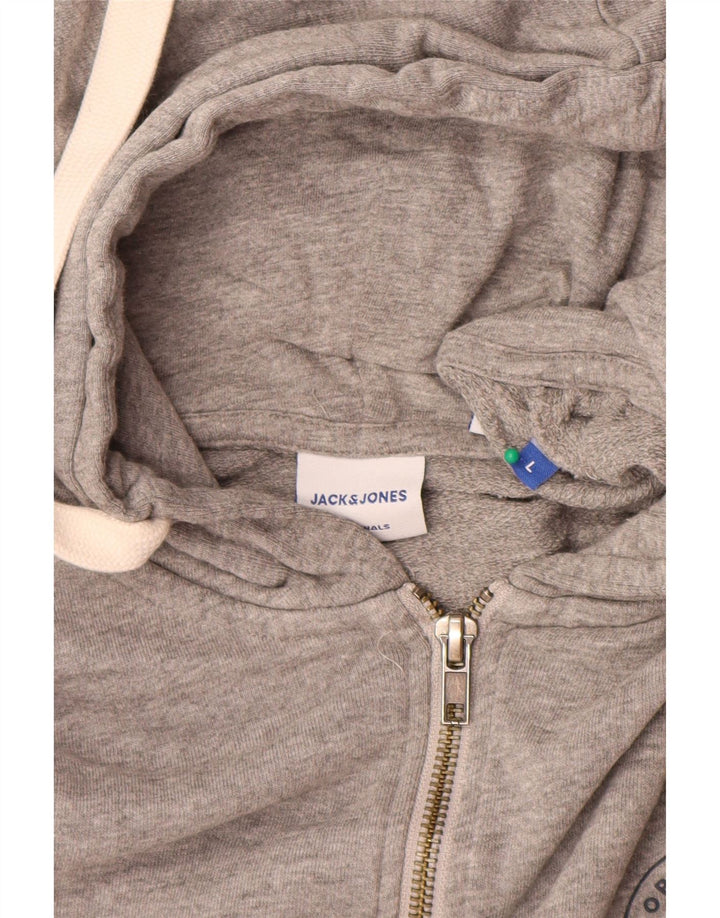 Jack & Jones Herren-Kapuzenpullover mit Reißverschluss, groß, graue Baumwolle