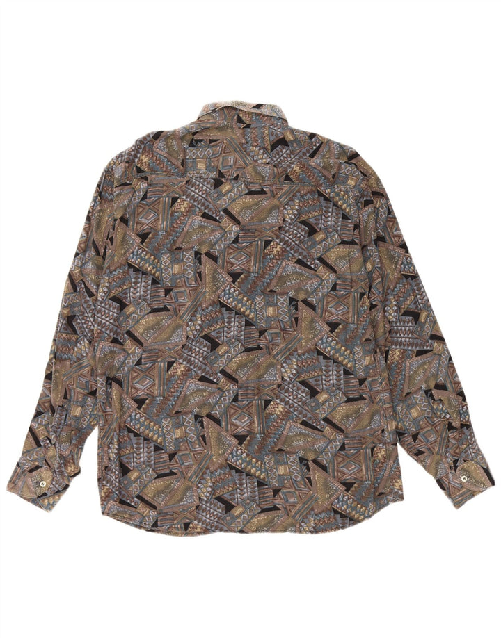 VINTAGE Mens Shirt Large Grey Geometric
