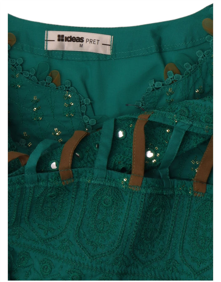 Vintage Damen Langarm Tunikakleid UK 12 Mittelgrün