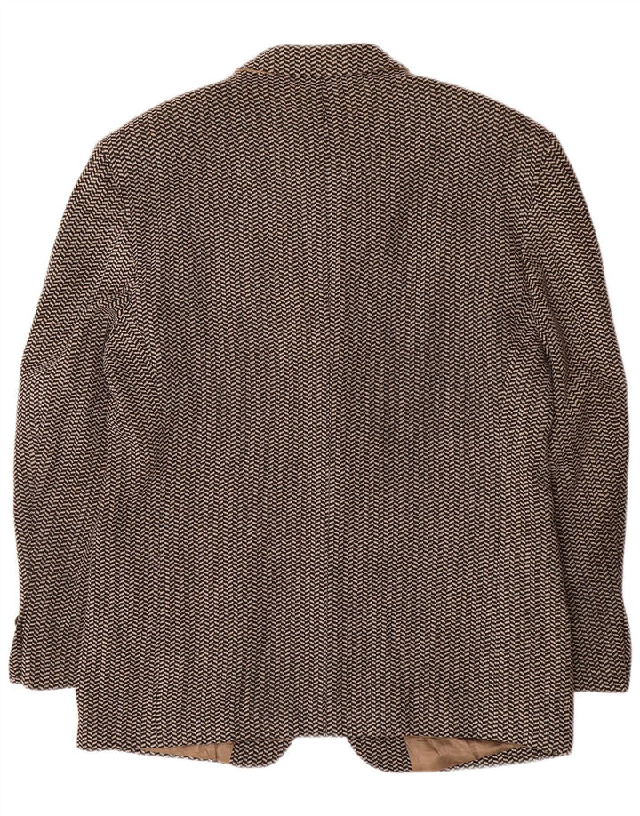 Ferre Herren-Blazer mit 3 Knöpfen, IT 52 XL, braune Wolle mit Fischgrätenmuster