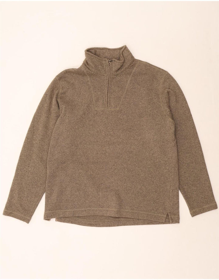EDDIE BAUER Herren-Sweatshirt mit Reißverschluss am Hals, groß, braun, Polyester