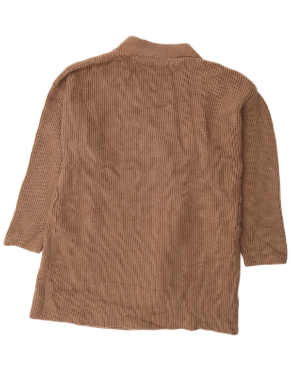 ZARA Damen-Strickjacke, übergroß, lang geschnitten, offen, Gr. 14, Mittelbraun