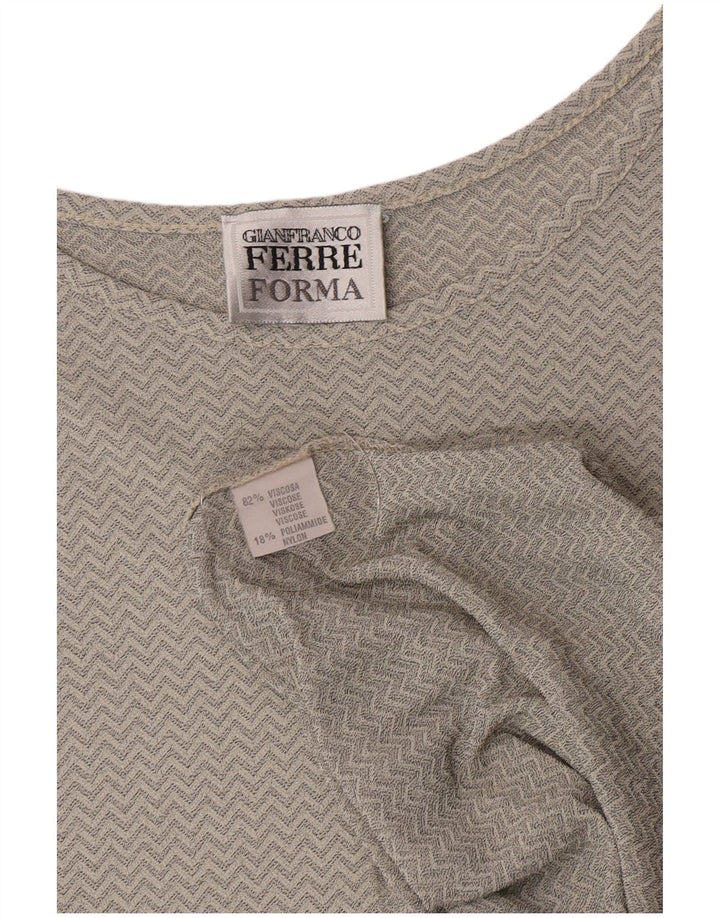 Gianfranco Ferre Damen Bluse Top UK 16 Große graue Chevron-Viskose