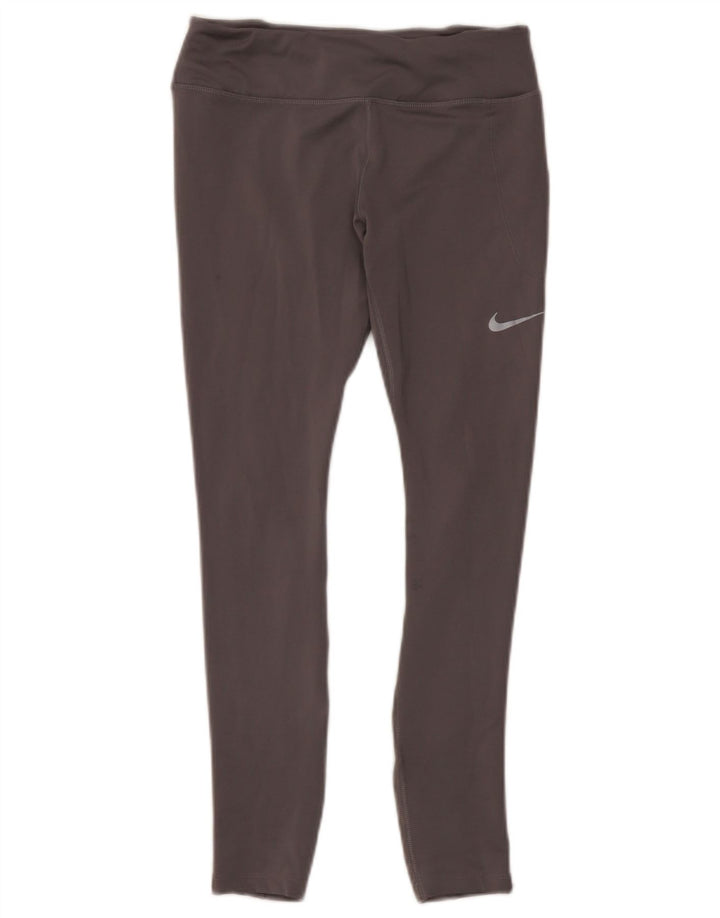 Nike Damen Dri Fit Crop Leggings UK 12 Mittelgraues Polyester