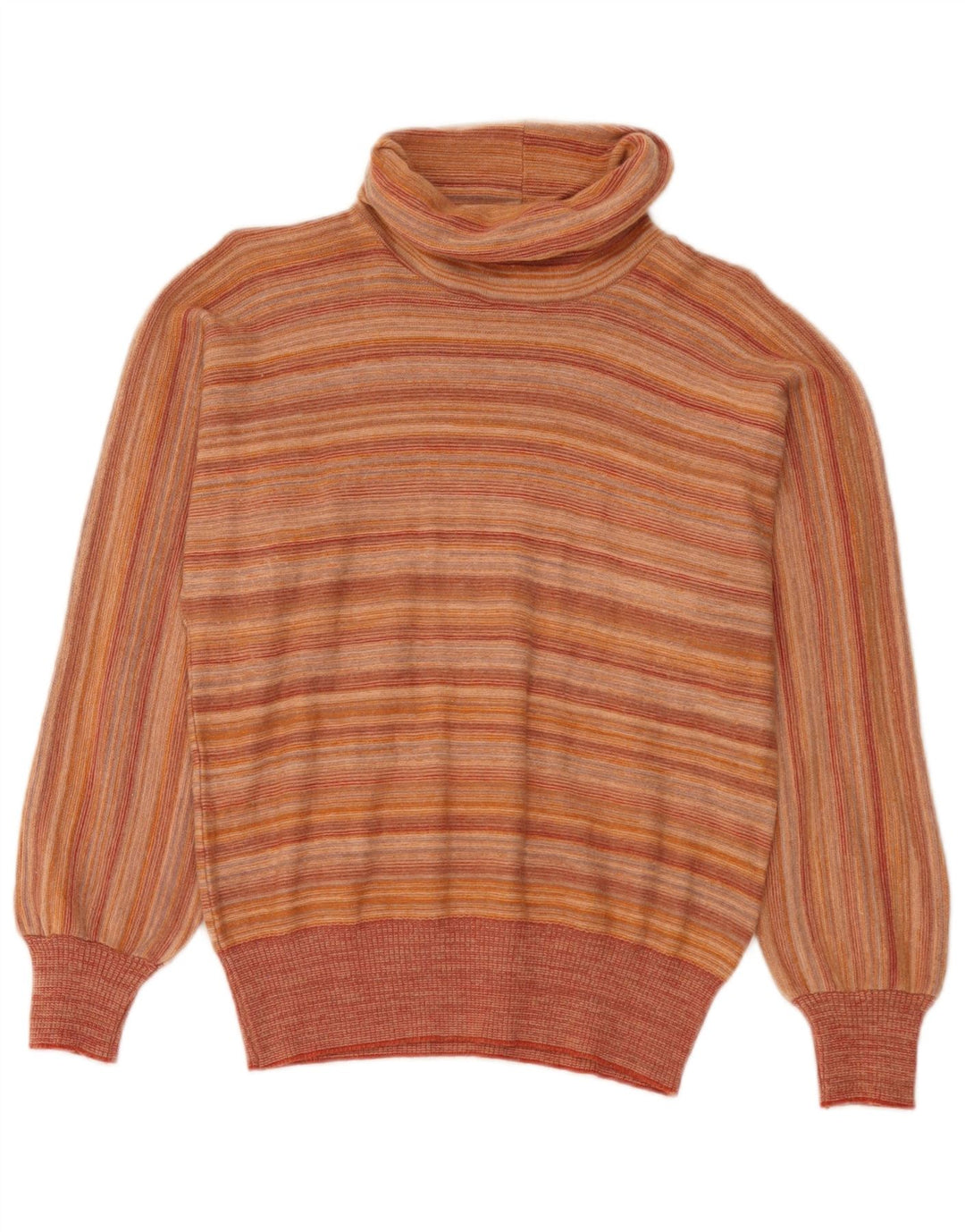 Vintage Damen Rollkragenpullover IT 44 Mittelorange gestreift