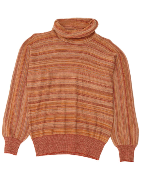Vintage Damen Rollkragenpullover IT 44 Mittelorange gestreift