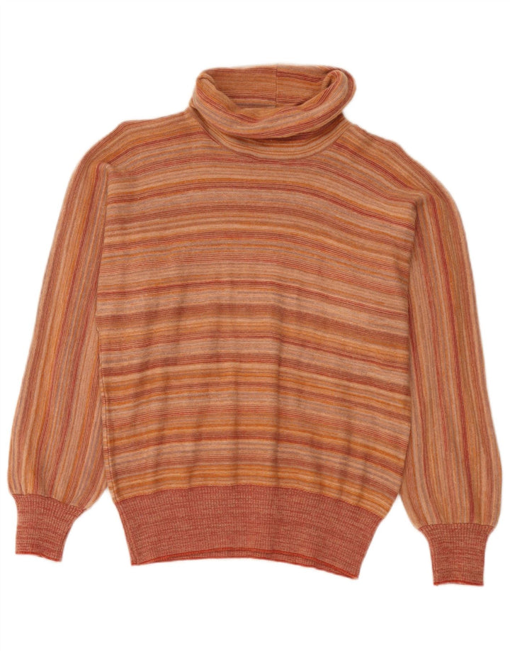 Vintage Damen Rollkragenpullover IT 44 Mittelorange gestreift