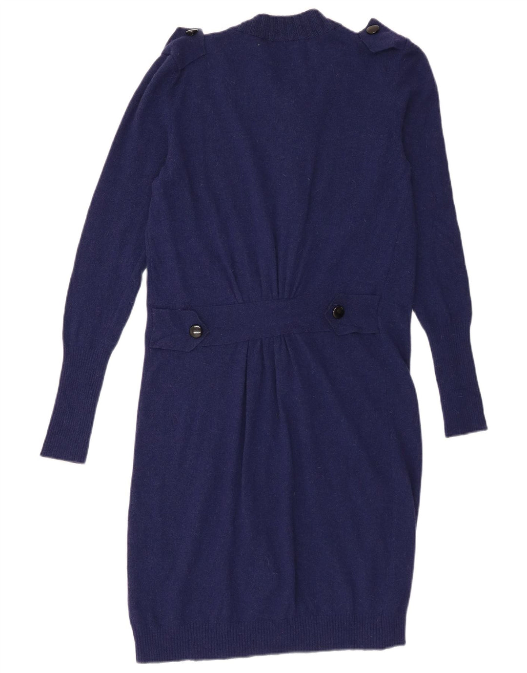 Vintage Damen Longline Cardigan Pullover IT 44 Medium Navy Blue Wolle