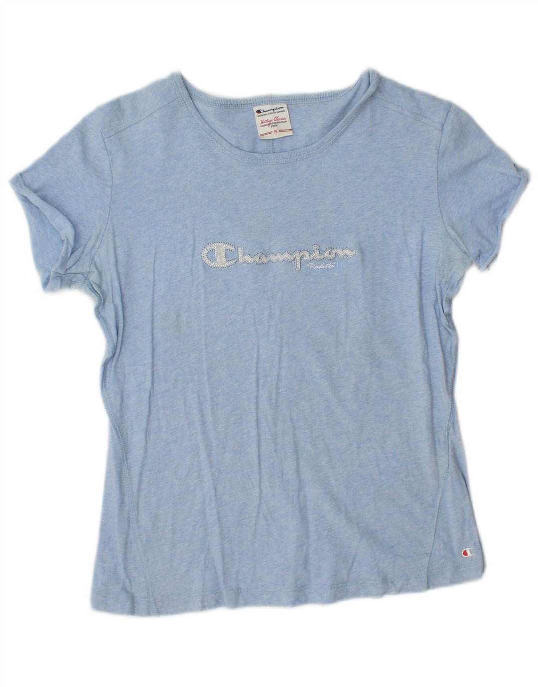 Champion Damen Heritage Classics Graphic T-Shirt Top UK 10 Small Blau