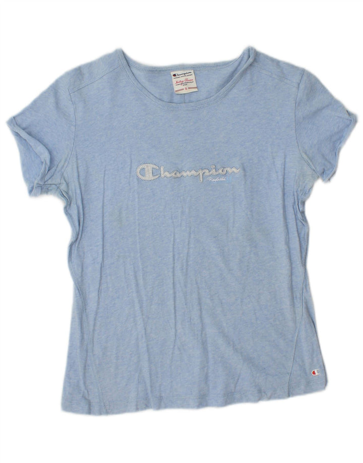 Champion Damen Heritage Classics Graphic T-Shirt Top UK 10 Small Blau