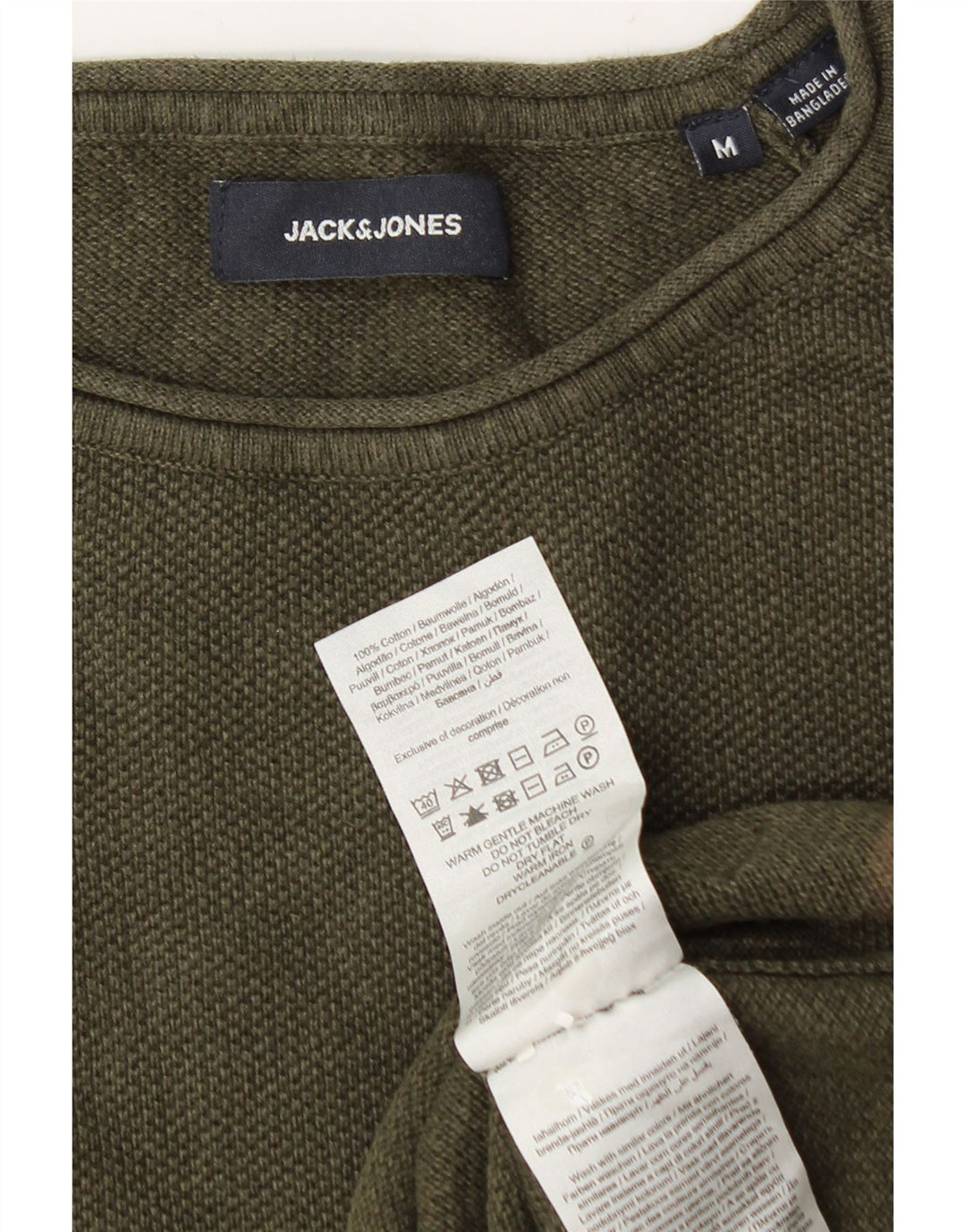 Jack & Jones Herren-Pullover mit Rundhalsausschnitt, mittelgrüne Baumwolle