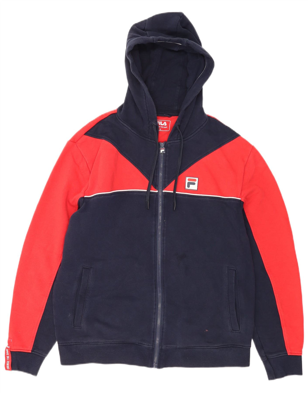 Fila Herren-Kapuzenpullover mit Reißverschluss, groß, Marineblau, Farbblock