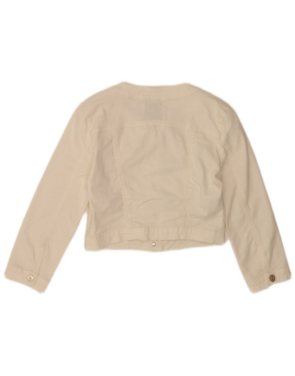 Vintage Damen 3/4 Ärmel Crop Jeansjacke IT 40 Small Weiße Baumwolle