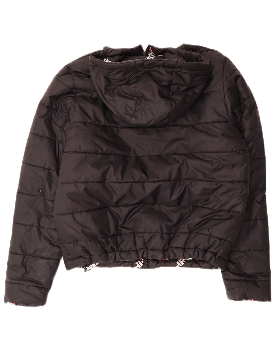 Ellesse Damen Übergroße, wendbare, wattierte Jacke mit Kapuze, Gr. 8, Schwarz