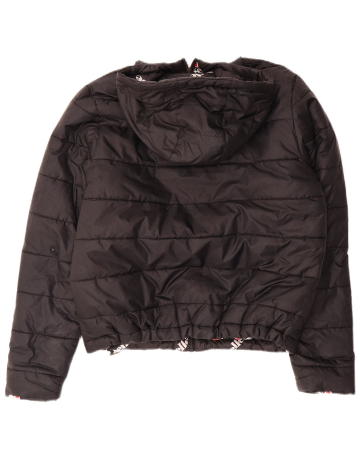 Ellesse Damen Übergroße, wendbare, wattierte Jacke mit Kapuze, Gr. 8, Schwarz