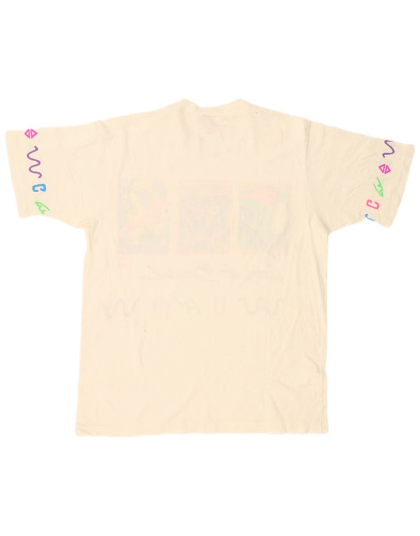 Vintage Damen Grafik T-Shirt Top UK 18 XL Weiß