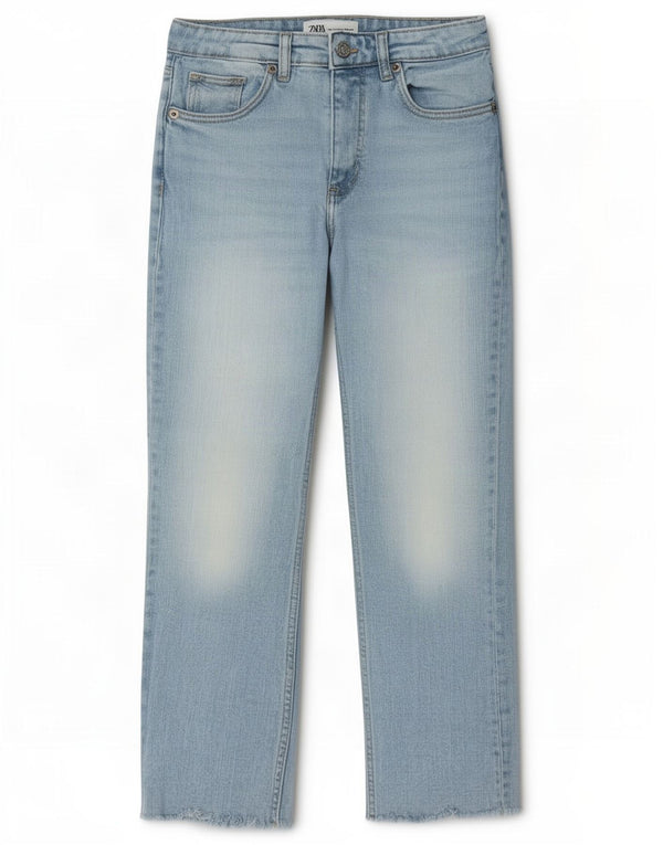 Zara Damen Straight Jeans EU 36 XS W26 L25 Blau